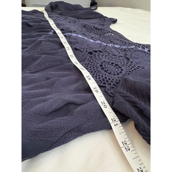 Holding Horses Anthropologie Womens Agusta Crochet Swing Tunic Dress L Navy Blue - Picture 11 of 13